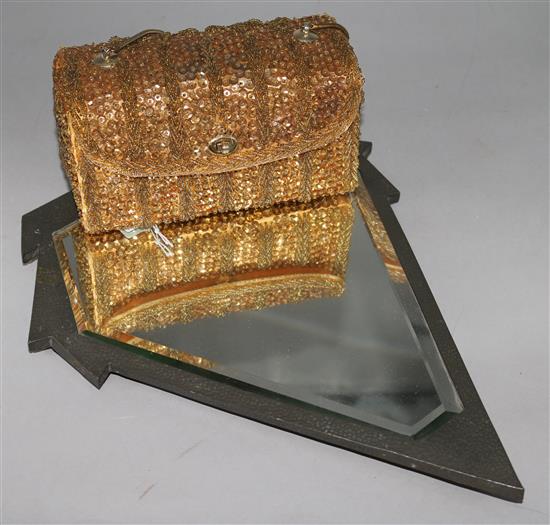An Art Deco planter mirror and Pandora bag